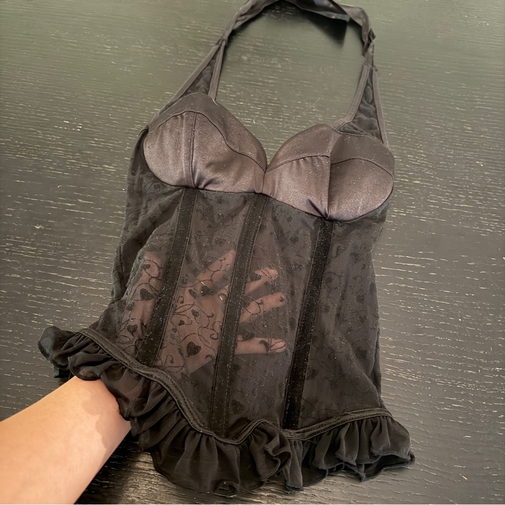 Coquette Halter Heart mesh corset bustier